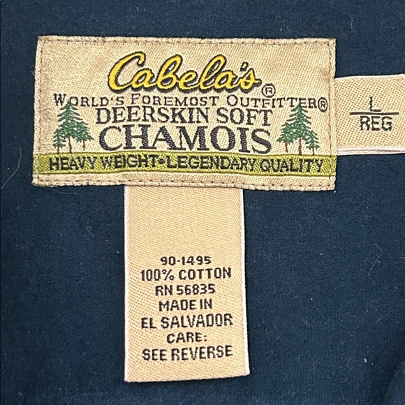Cabela's Navy Chamois Shirt Men’s Size Large Casual Button Front Thick Cotton - Picture 3 of 4